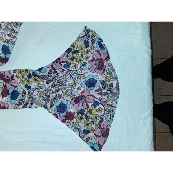 Speechless Retro Floral Dress Georgette Mod Long Bell Sleeves Pink XL - Picture 3 of 4